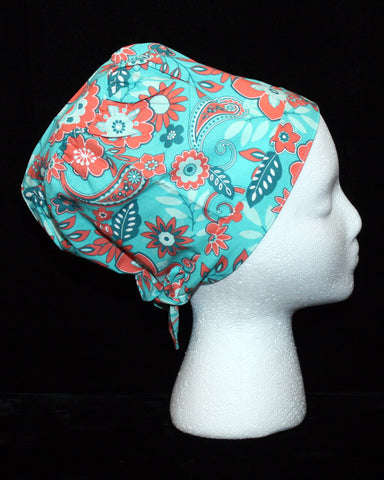 Teal and Coral Paisley Design