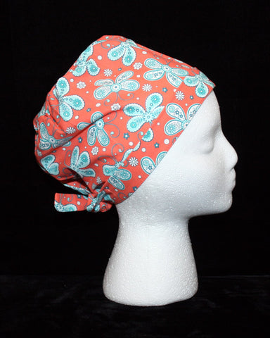 Coral and Teal Butterfly Paisley
